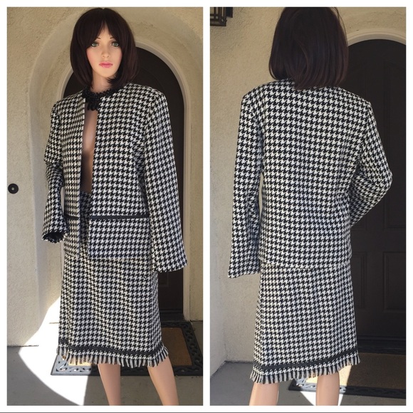 Requirements Houndstooth Blazer & Skirt Set 12 14 - Picture 1 of 8